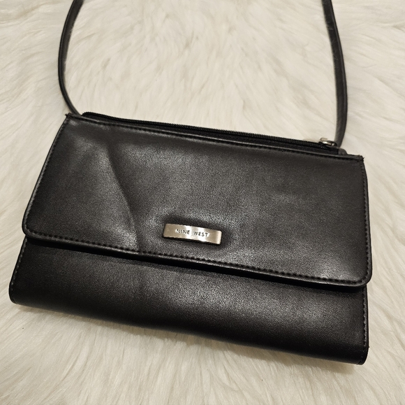 Nine West Handbags - Vintage Black Leather Women's Wallet On Chain w/Cell Phone Holder